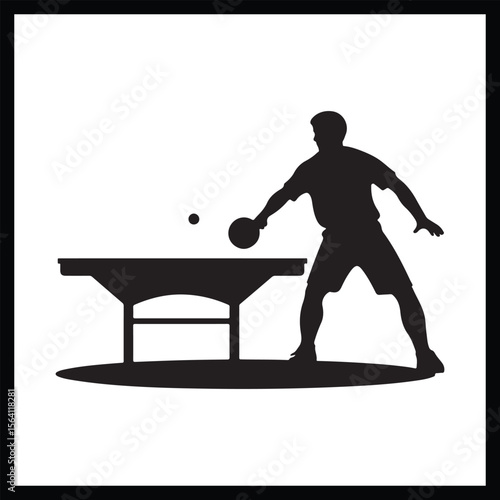 Table Tennis Silhouette Clipart Design