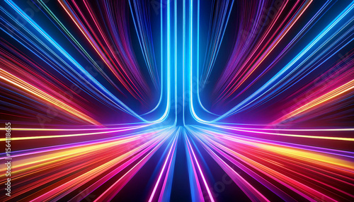 an abstract background showcasing vibrant neon lines and geometric shapes the luminous colors create a dynamic and energetic atmosphere perfect for modern design projects