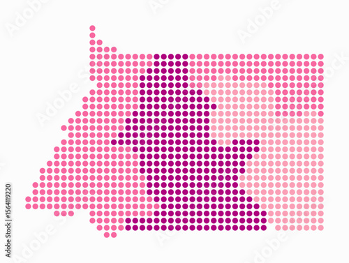 Equatorial Guinea dotted map. Digital style map of the country on white background. Equatorial Guinea shape with circle dots. Colored dots style. Large size circles. Trending vector illustration.