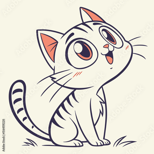 Cute hand-drawn cat icon in minimal sketch style