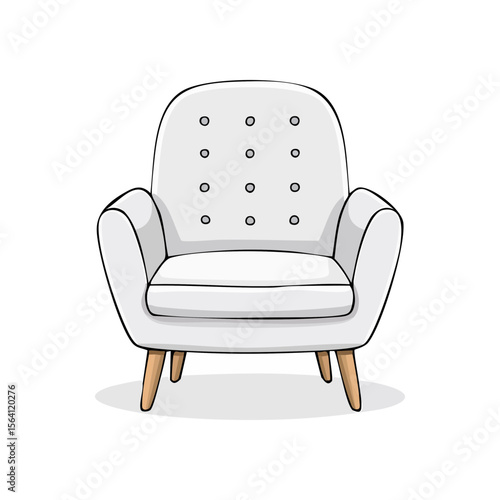 Modern armchair illustration with wooden legs