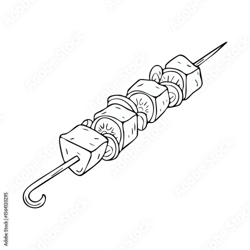 Hand drawn barbecue shashlik illustration