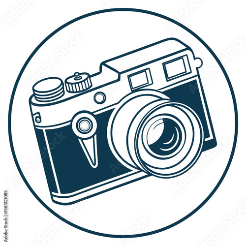 Modern camera icon with crisp lens circle and soft icon frame

