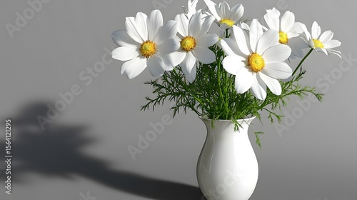 Wallpaper Mural Elegant White Cosmos Flower Bouquet in Vase Still Life Torontodigital.ca