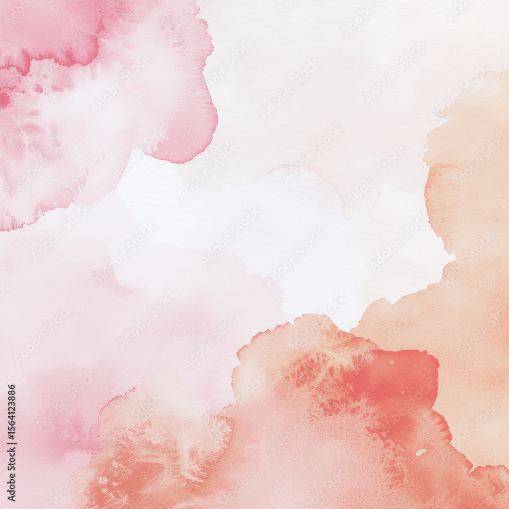 Obraz premium Soft pink and peach pastel abstract watercolor background with subtle paper texture, Ultra 4K.