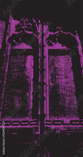 Ancient Oak wooden church door abstract