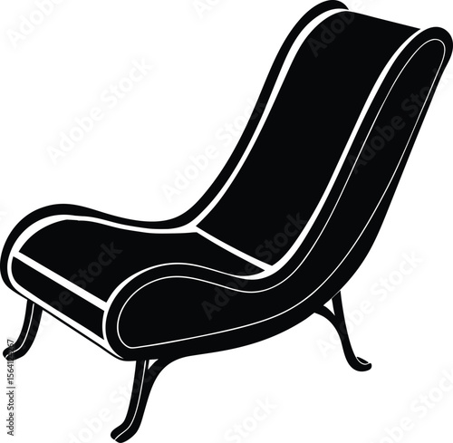 Long curved chaise lounge in vintage style for elegant interior decor