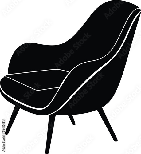 Sleek modern recliner chair in minimal design with vector silhouette