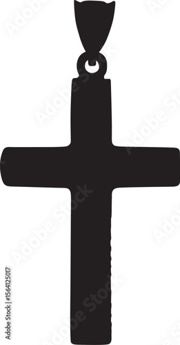 Golden Christian cross icon, religion symbol vector Illustration isolated on a white background.