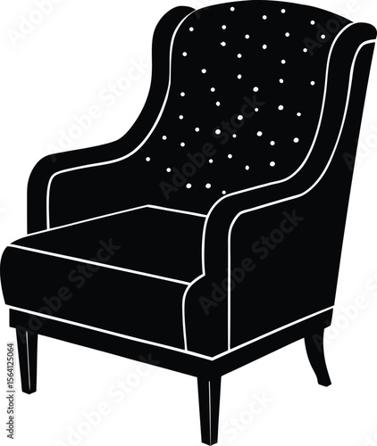 Upholstered armchair with button-tufted classic design and cushion