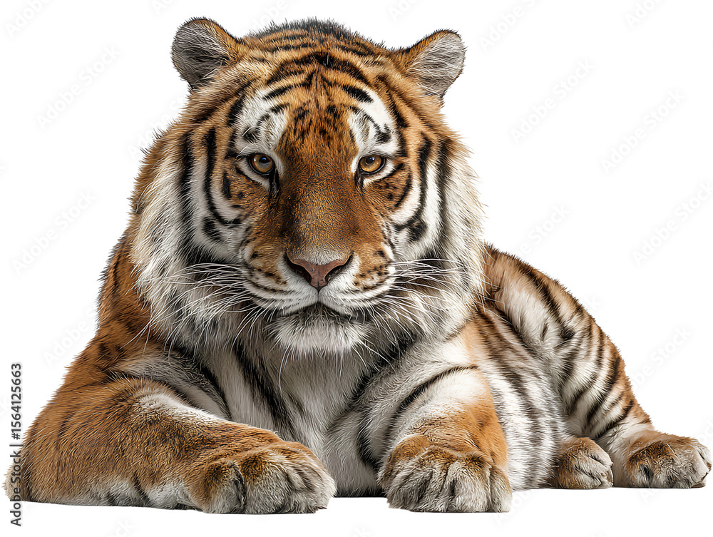 Fototapeta premium A Tiger lying down, transparent background