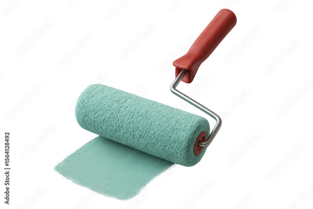 Obraz premium Paint roller with trace of paint isolated on transparent background, cut-out