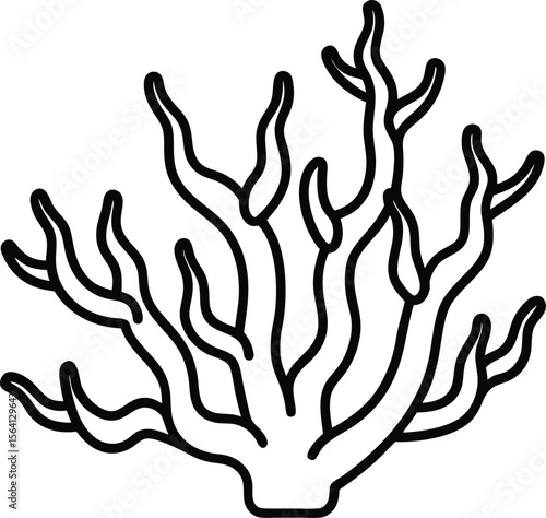 coral reef icon line art vector illustration on transparent background	
