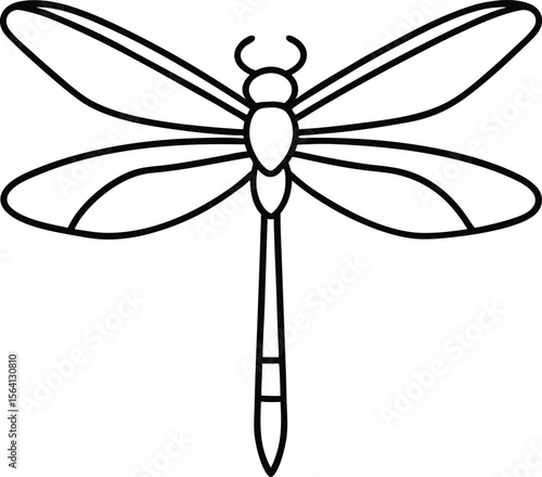 dragonfly icon line art vector illustration on transparent background	
