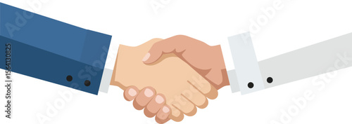 Business handshake between two men in blue and white long sleeve shirts representing agreement and partnership in professional setting 