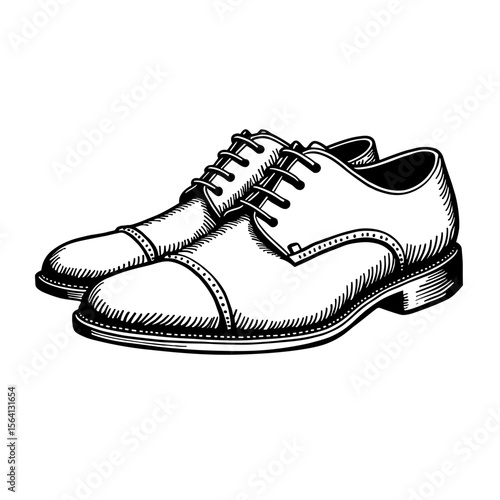 Classic men's dress shoes side view drawing for fashion and clothing store materials