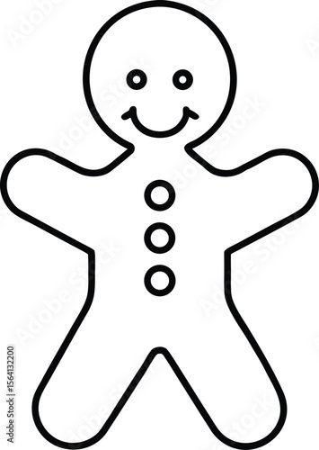 gingerbread man icon line art vector illustration on transparent background	
