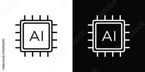 AI icon symbol outline style. Editable icon in EPS10