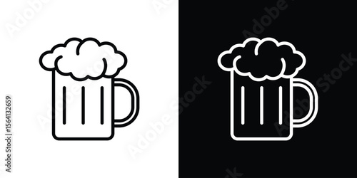 Beer icon symbol outline style. Editable icon in EPS10