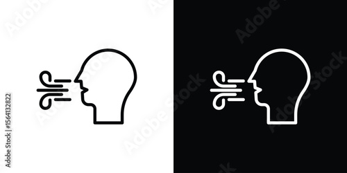 Breath icon symbol outline style. Editable icon in EPS10