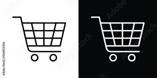 Cart icon symbol outline style. Editable icon in EPS10