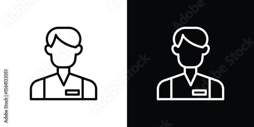 Cashier icon symbol outline style. Editable icon in EPS10