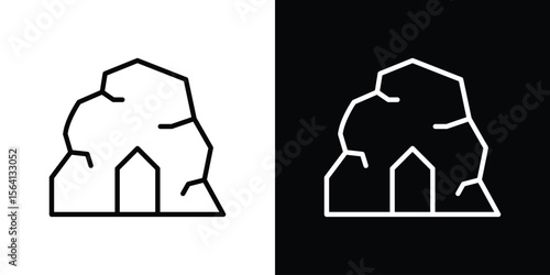 cave icon symbol outline style. Editable icon in EPS10