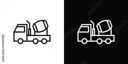 Cement truck icon symbol outline style. Editable icon in EPS10