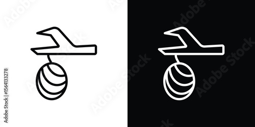 Cocoon icon symbol outline style. Editable icon in EPS10