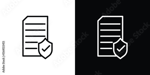 Contract coverage icon symbol outline style. Editable icon in EPS10