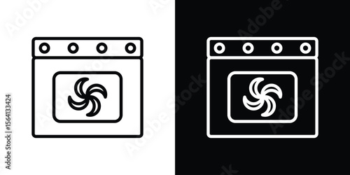 Convection turbofan stove icon symbol outline style. Editable icon in EPS10