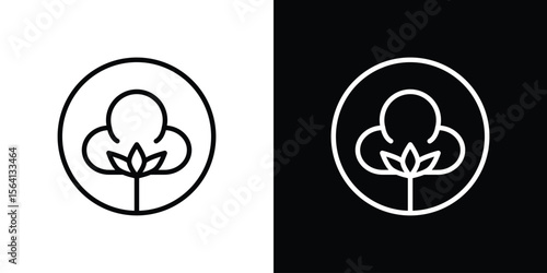 Cotton icon symbol outline style. Editable icon in EPS10