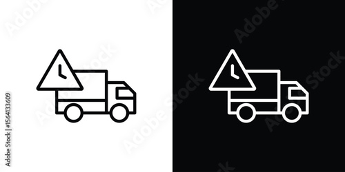 Delivery delay icon symbol outline style. Editable icon in EPS10