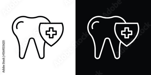 Dental insurance icon symbol outline style. Editable icon in EPS10