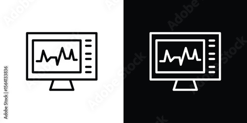 EKG monitor icon symbol outline style. Editable icon in EPS10
