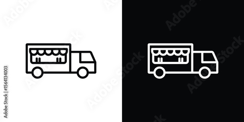 Food truck icon symbol outline style. Editable icon in EPS10