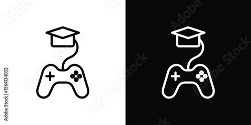 Game based learning icon symbol outline style. Editable icon in EPS10