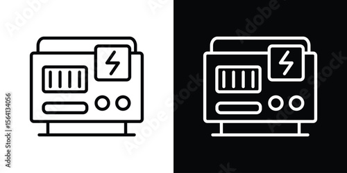 Generator icon symbol outline style. Editable icon in EPS10