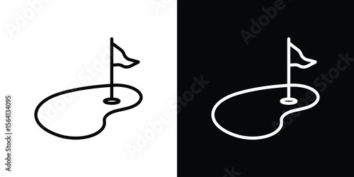 Golf yard icon symbol outline style. Editable icon in EPS10