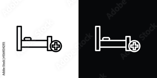 Hospital bed icon symbol outline style. Editable icon in EPS10