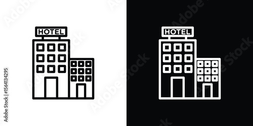 hotel icon symbol outline style. Editable icon in EPS10
