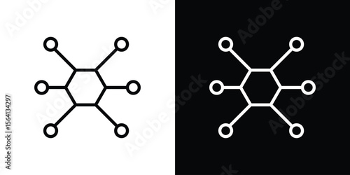 Hub icon symbol outline style. Editable icon in EPS10