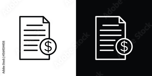 Invoice icon symbol outline style. Editable icon in EPS10