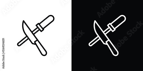 Knife sharpener icon symbol outline style. Editable icon in EPS10