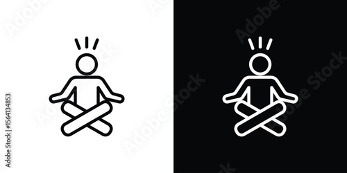 Meditating icon symbol outline style. Editable icon in EPS10
