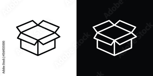 Open box icon symbol outline style. Editable icon in EPS10