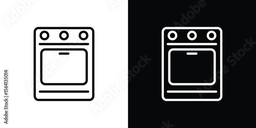 Oven icon symbol outline style. Editable icon in EPS10