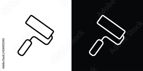 Paint roller icon symbol outline style. Editable icon in EPS10