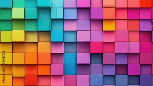 a colorful wall with many squares of different colors