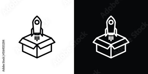 Product release icon symbol outline style. Editable icon in EPS10